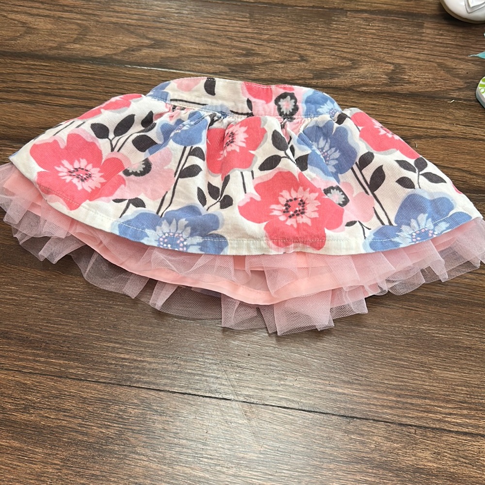 Flower corduroy skirt